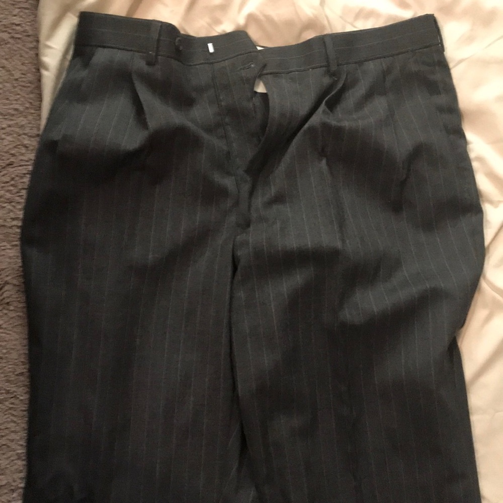 Men’s dress pants grey with white pinstripes